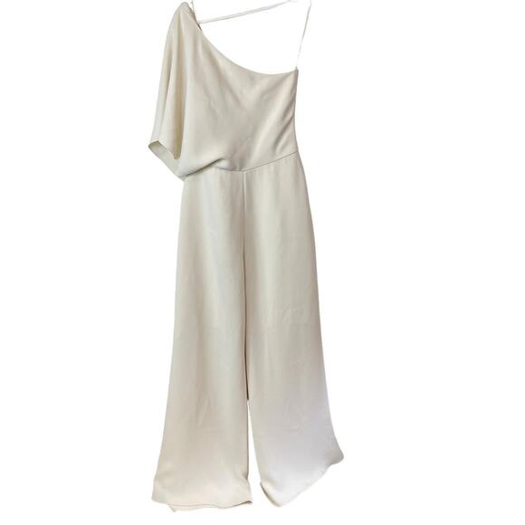Ralph Lauren 100% Silk Margerie One-Shoulder Wide Leg Jumpsuit Ivory/cream 6 - Picture 2 of 12